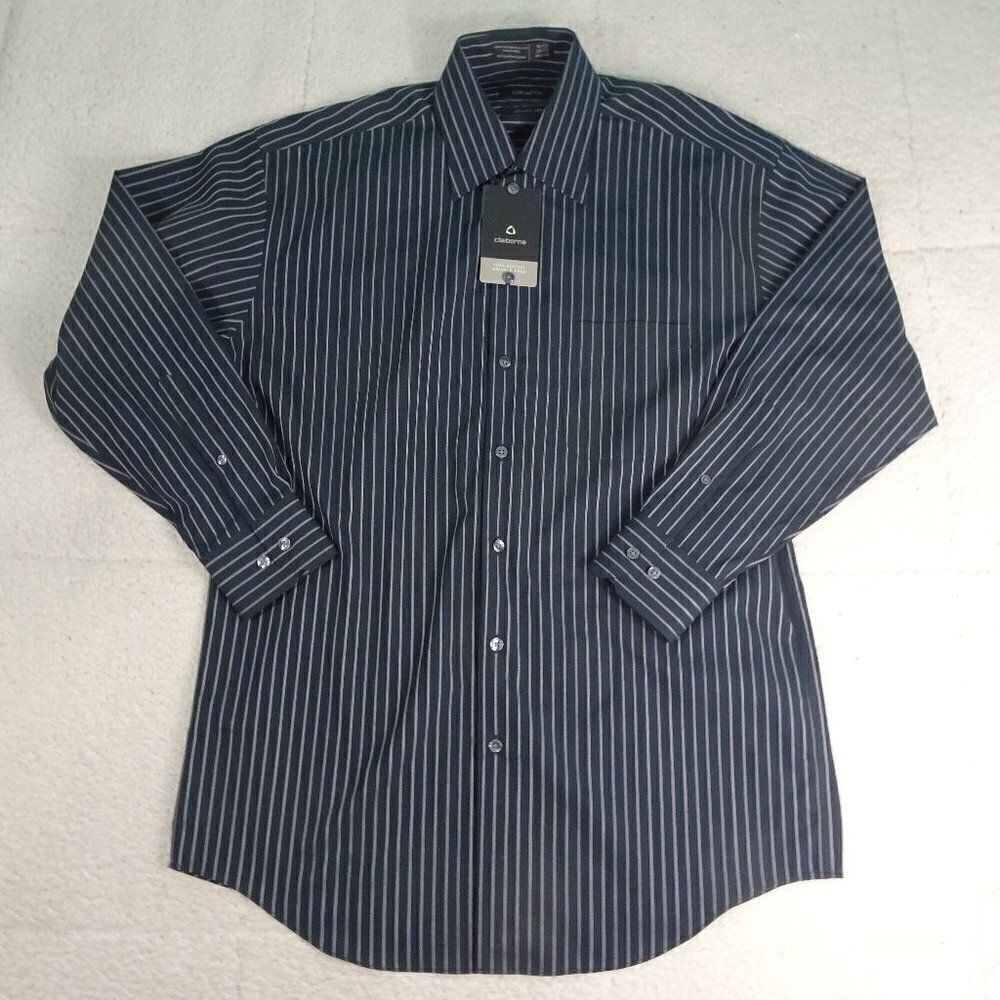 NWT Claiborne Wrinkle Free Black Bup Shirt Medium